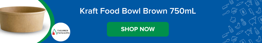 Tailored Packaging - Cups, containers, lids  - 27812 - Kraft Food Bowl Brown 750mL  (881x204).png